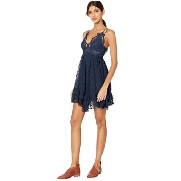 Free People Dresses & Skirts - Free People | Adella Burnout Dress | Size M, Navy, Lace, Slip Dress Festival